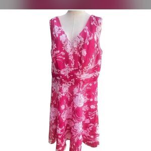 Fashion Bug Pink Floral Fit & Flare Dress Size 2X MSRP 49.50
